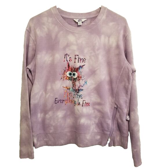JoyLab Womens Sweatshirt Medium Lavendar Tye Dye Graphic Size Zip NWOT - Picture 1 of 2